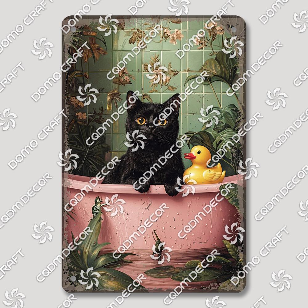 Забавная туалетная жестяная табличка Винтажный металлический постер Кролик Енот Кошка Собака Металлические таблички Ретро настенный декор для кафе ванной дома