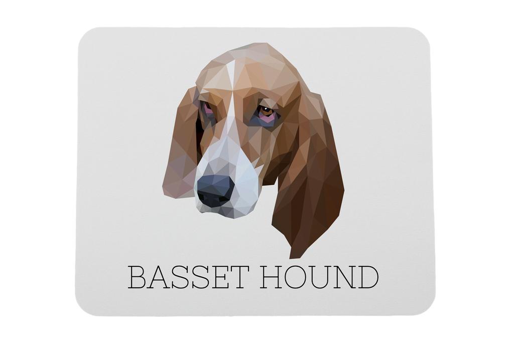 Basset Hound -Geometryczna Podkładka Ze Zdjęciem I Napisem Pod Mysz Art-Dog