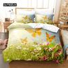 Постельное белье Butterfly Flower Queen Комплект пододеяльника Постельное белье Цифровая печать Постельное белье Королевский размер Комплект пододеяльника Комплект постельного белья