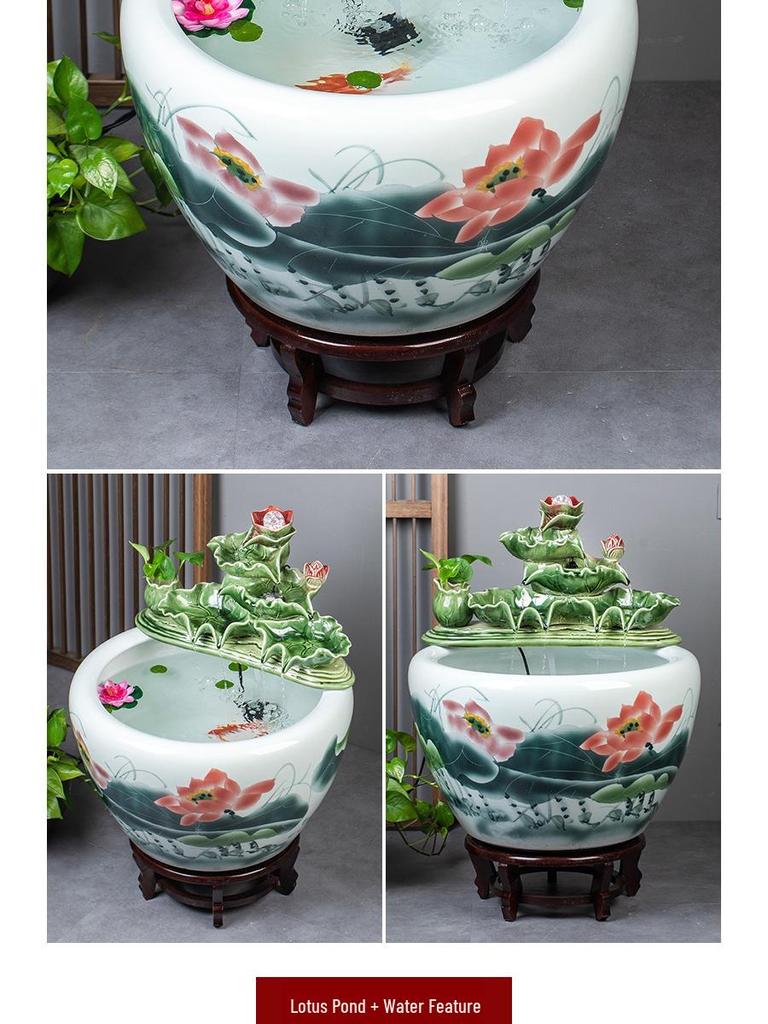 Цзиндэчжэньский аквариум для золотых рыбок: Напольный керамический водный объект для балкона, офиса или гостиной.