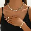 Middle East Bridal Jewelry Set: Pearl Earrings, Necklace & Bracelet