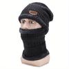 1pc Winter Woolen Windproof Knitted Warm Cap, Men's Winter Scarf Neck Set