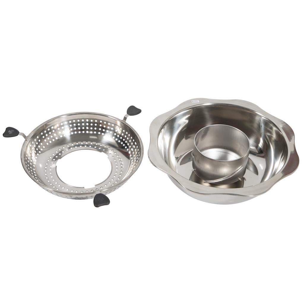 Вращающийся горшок для варки супа из нержавеющей стали 32 см, таз-пароварка с решеткой, фильтрующий суповой горшок, двухслойный съемный горшок для варки супа «Шабу»