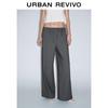 UR Women's Minimalist Grey Elastic Waist Wide-Leg Pants