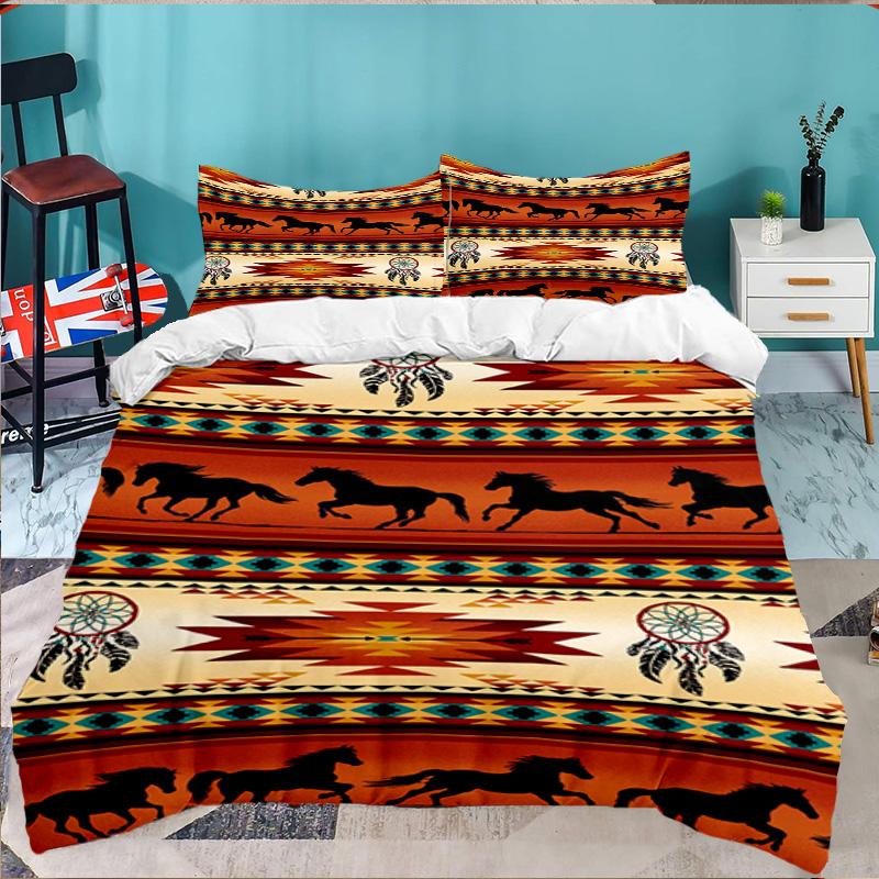 Native American Pattern 3PCS Bedding set,Ideal for 1pc Duvet Cover And 2pcs Pillowcases Perfect for Fan gift,Ideal for Bedroom, Dormitory