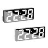 Digital LED Alarm Clock Mirror USB Battery Dual Power 2 Levels Adjustable Brightness Desk Clock For Office Travel