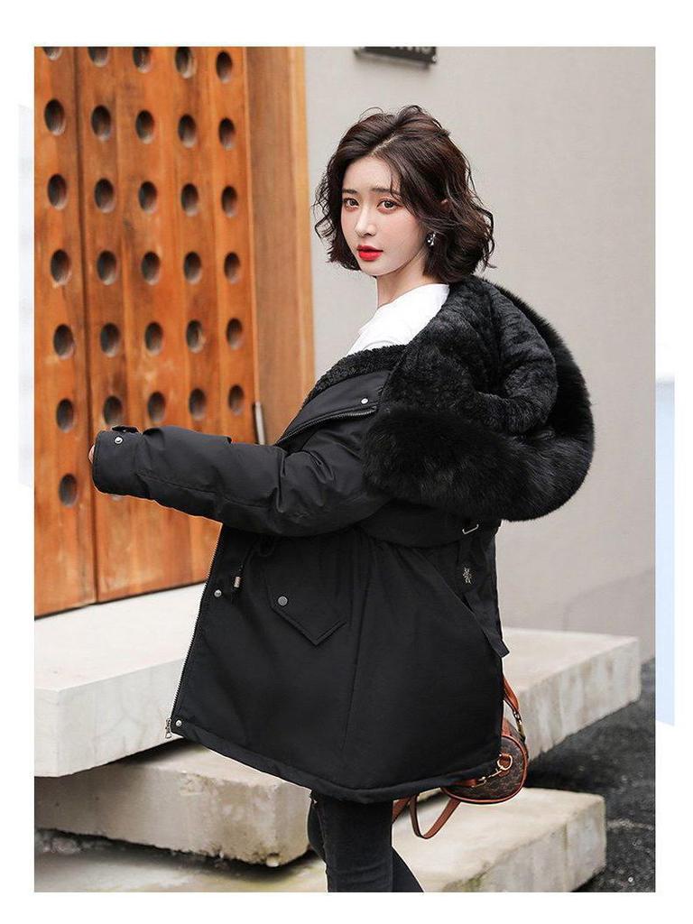 Женское длинное зимнее пальто в корейском стиле - Свободная куртка большого размера на пуху и хлопке