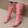 Women's High-heeled Boots Autumn and Winter Simple and Versatile Solid Color Large-size Casual Medium Boots