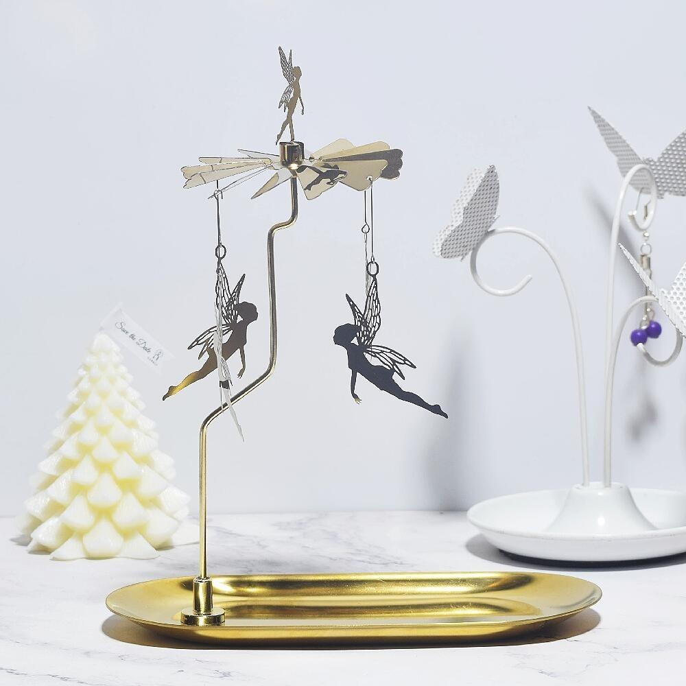 Gold/Silver Christmas Rotating Candle Holder Stainless Steel Rotating Candlesticks  Night