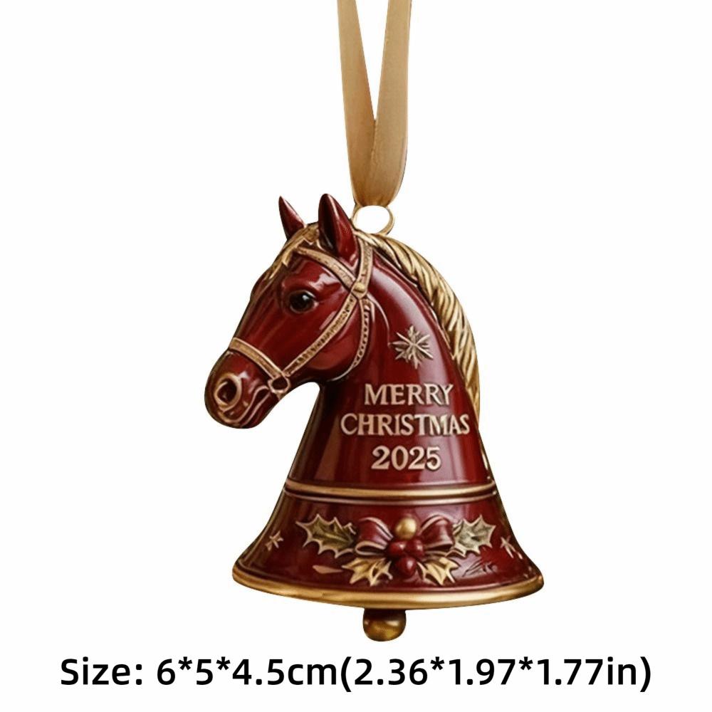 High Quality Creative Handmade Horse Bell Ornament Alloy Red Car Horse Pendant Christmas Hanging Pendant New Year Decoration