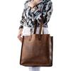 Ladies Tote Bag - Brown Leather Shopping Purse -Casual Shoulder Handbag.