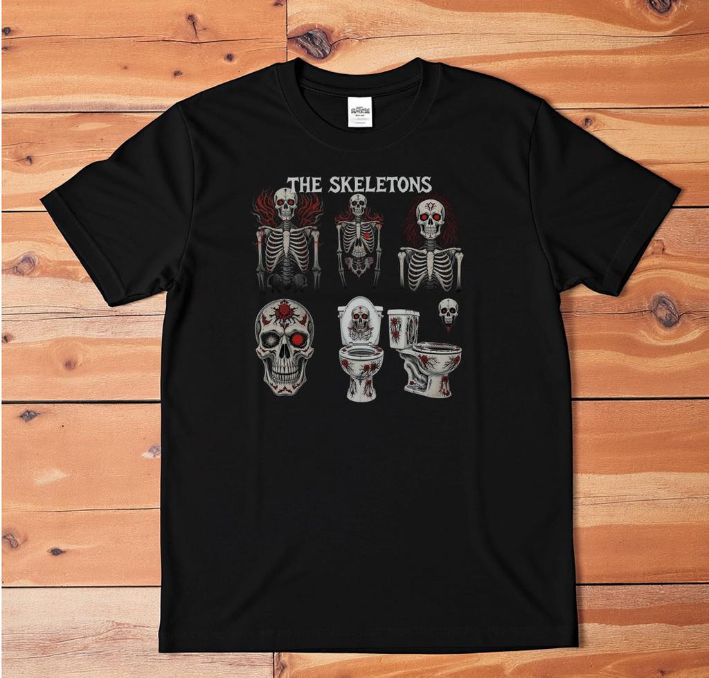 The Skeletons T-Shirt | Gothic Horror Skull Graphic Tee | Funny Halloween Band S