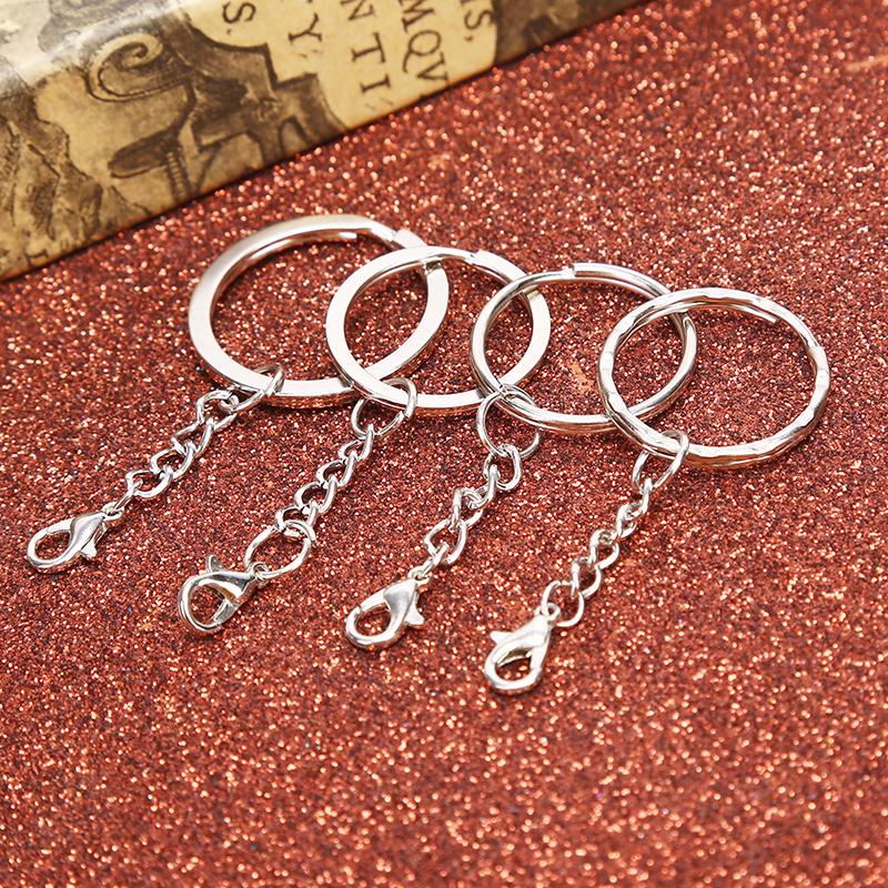 10Pcs/Set Polished Silver Keyring Split Ring Short Keyring Diy Making Keychains