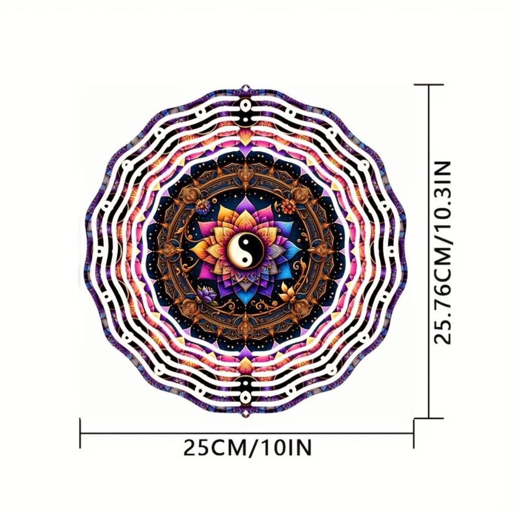 25,4 см 3D Инь Ян Цветок Ветряной Спиннер 360° Вращающийся Крючок Металл Лазерная Резка Мандала Декор Для Дома Улицы Подарок