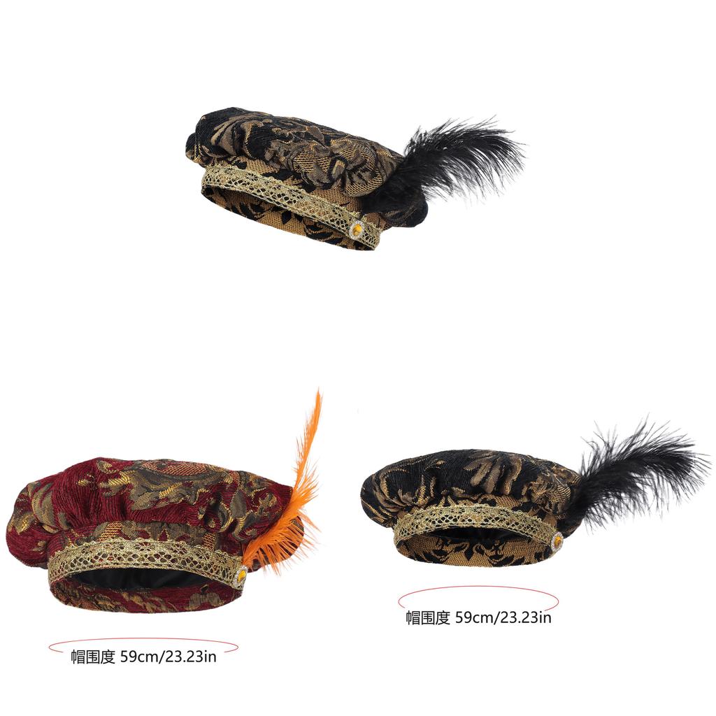 Medieval Feather Hat Vintage Renaissance Cosplay For Adults