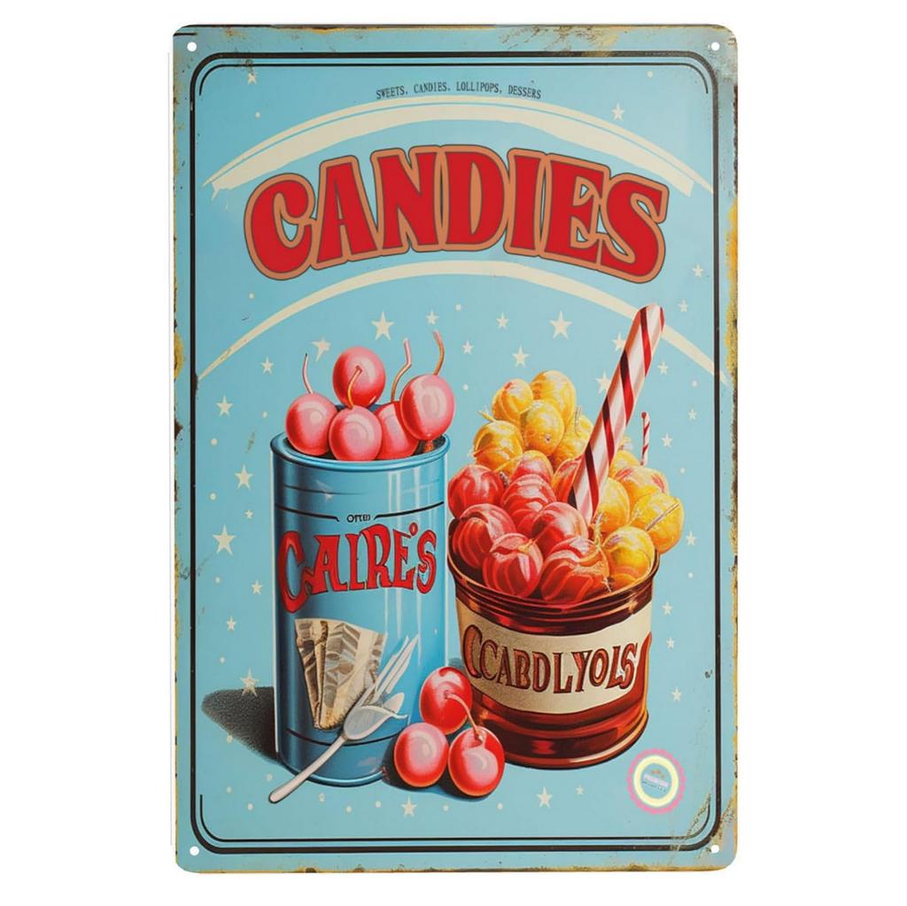 Конфеты Печенье Металлические Жестяные Таблички Настенное Украшение Табличка Винтажный Арт Постер Жестяная Картина для Мужской Пещеры Дома Кафе Сада Клуба Бара