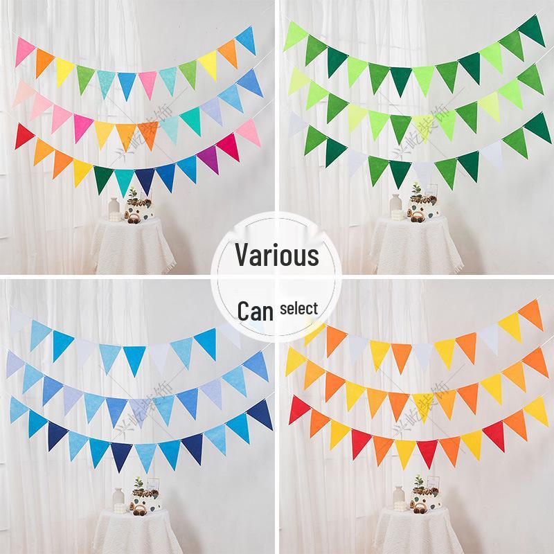 Yellow-Green Felt Pennant Bunting for Kids' Birthday or Kindergarten Decor