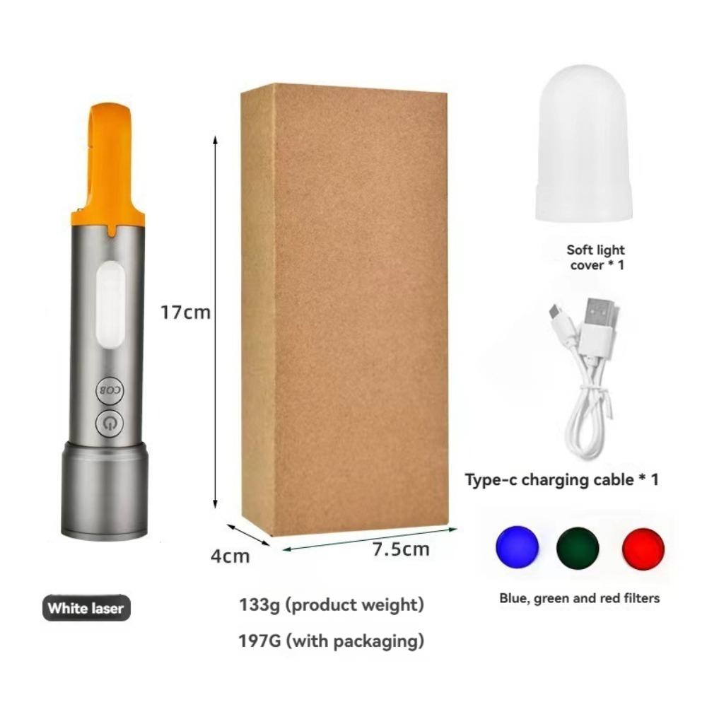 Белый лазерный светодиодный фонарик COB боковой свет Перезаряжаемый с зумом Фонарик Водонепроницаемый Многоцветные линзы Самые яркие фонарики