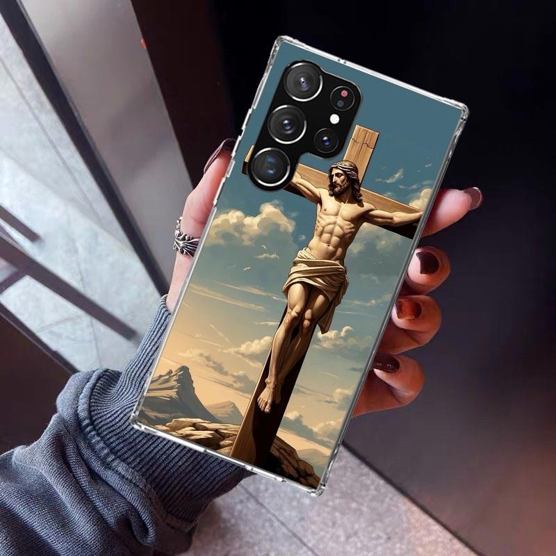 Christian Cross Design Phone Case For Samsung Galaxy S26 S25 Edge S24 S23 Ultra S22 Plus S21 S20 FE Soft TPU Back Cover Funda Ga