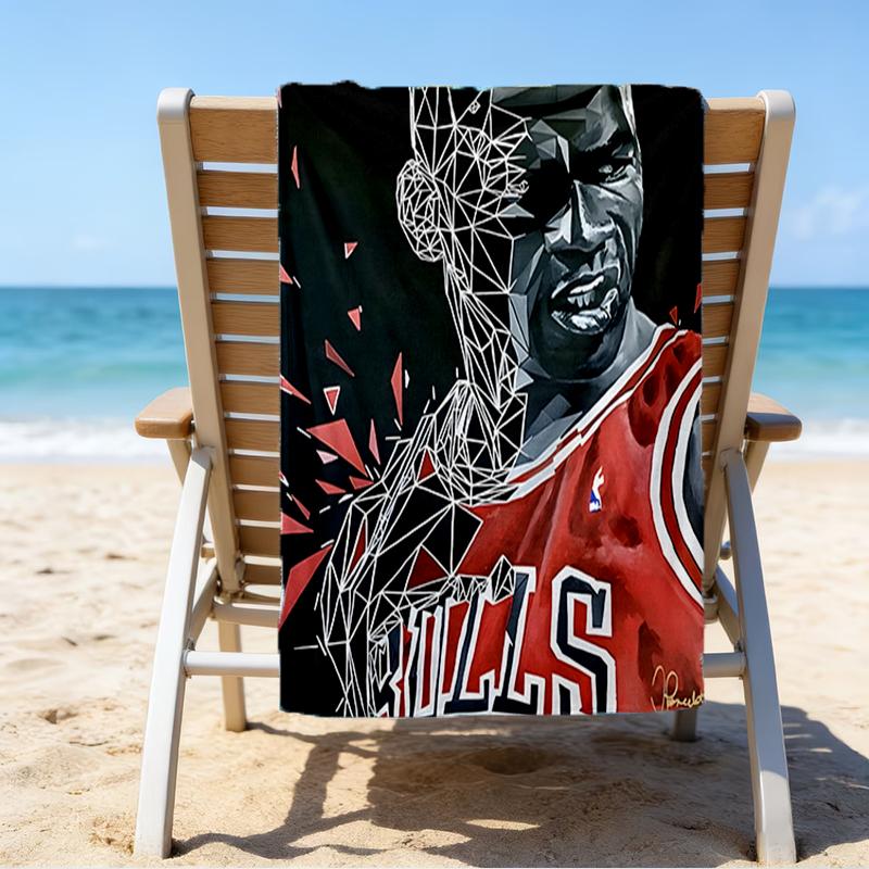 Michael basketball Artwork Beach Towel - Soft, Absorbent Microfiber, Lightweight, Ideal for The Beach, Parties, Travel, Camping fan gifts