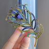 Exquisite Premium Color Peacock Large Feather Brooch Retro Alloy Diamond-Encrusted Men'S And Women'S Animal Brooch