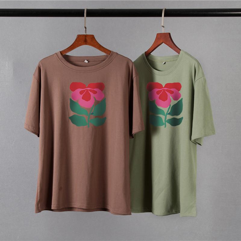 Hirsionsan Harajuku футболка с цветочным принтом женская летняя шикарная готическая одежда абстрактные футболки с рисованной графикой свободные хлопковые женские топы