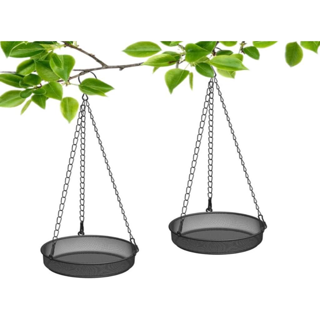 2 Piece Hanging Bird Feeder with Tray,Metal Mesh Hanging Bird Feeders for Large Bird,Outdoor Bird Feeder Platform Hanging Tray,for Outdoor