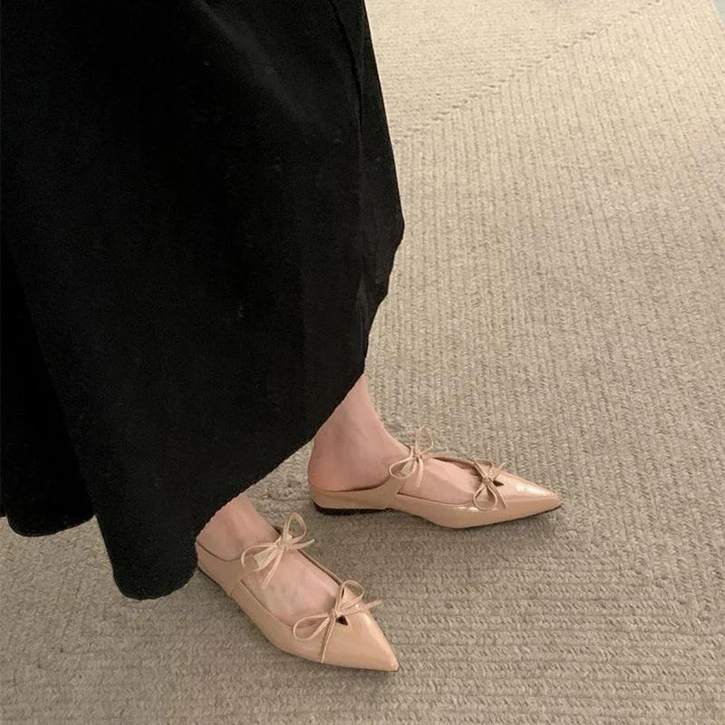 Летние женские туфли-мюли с острым носком, модные женские туфли-бабочки на пляже, женские туфли на плоской подошве