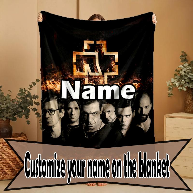 Custom Name Personalized Rammstein Print Blanket, Home Decor, Bedroom, Sofa, Camping, Couch, Gifts for Birthday Christmas