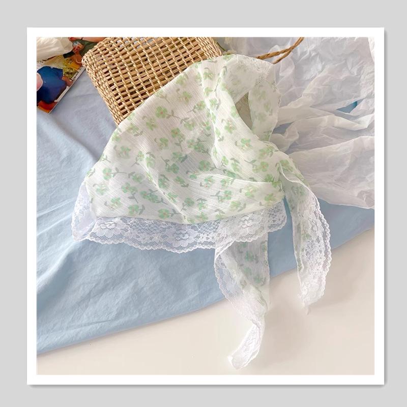 Женский треугольный шарф из французского кружева: Легкий, Дышащий и Универсальный Головной Платок и Лента для Волос