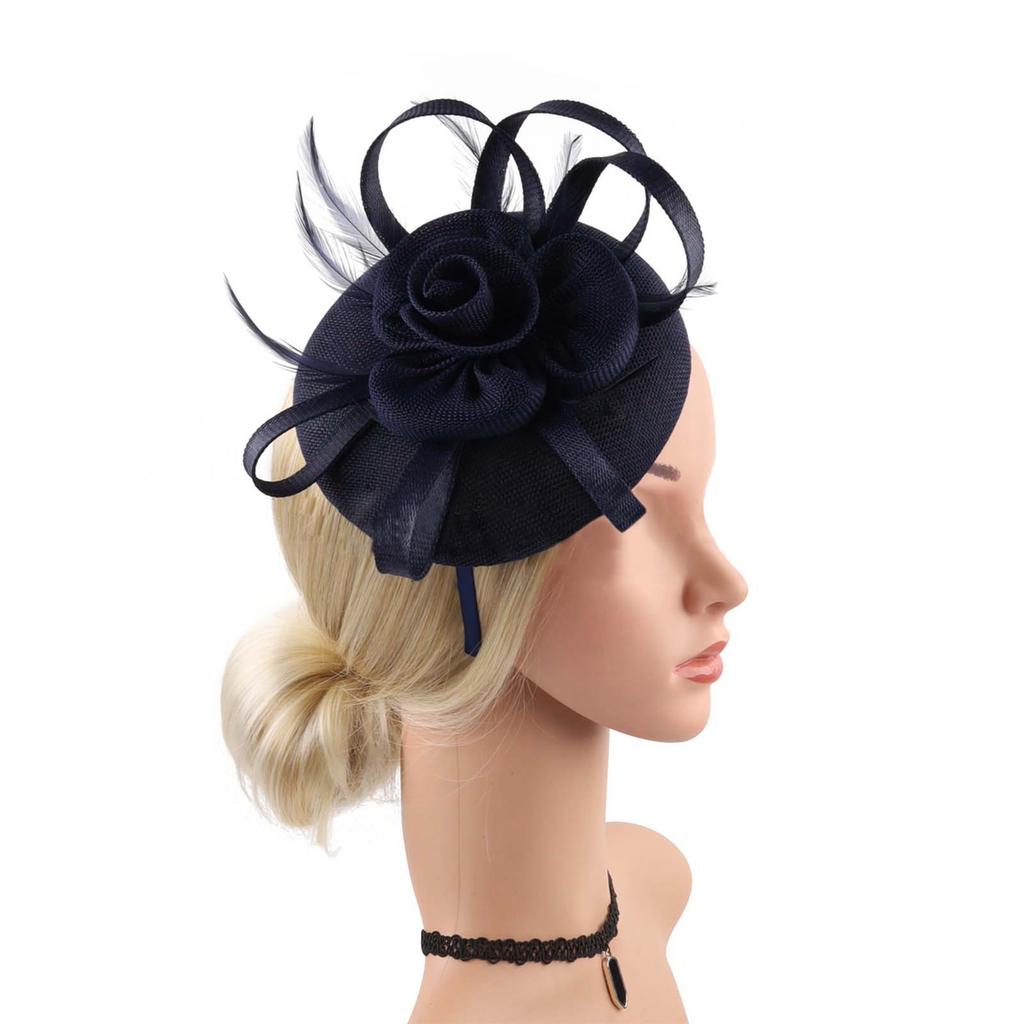 Sweat Bands for Mens Head Elegant Solid Color Bow Floral Ladies Hair Accessory With Feather Detail Convertible Fascinator