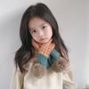 Children's Grid Pattern Pompom Wool Scarf Set - Autumn & Winter Warm Korean Style for Boys & Girls.
