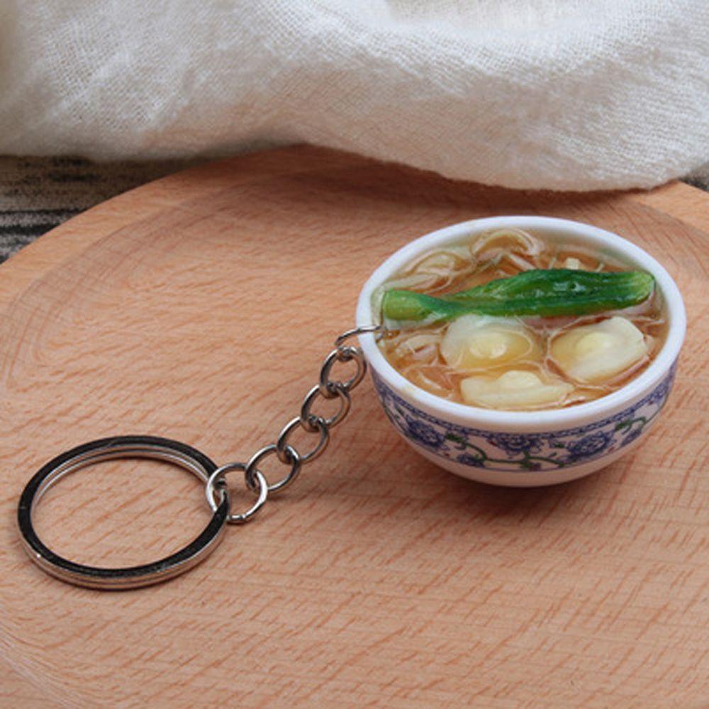 Porcelain Delicious Food Bag Pendant Noodle Keychain Simulation Food Bowl Keyrings Food Key Chains