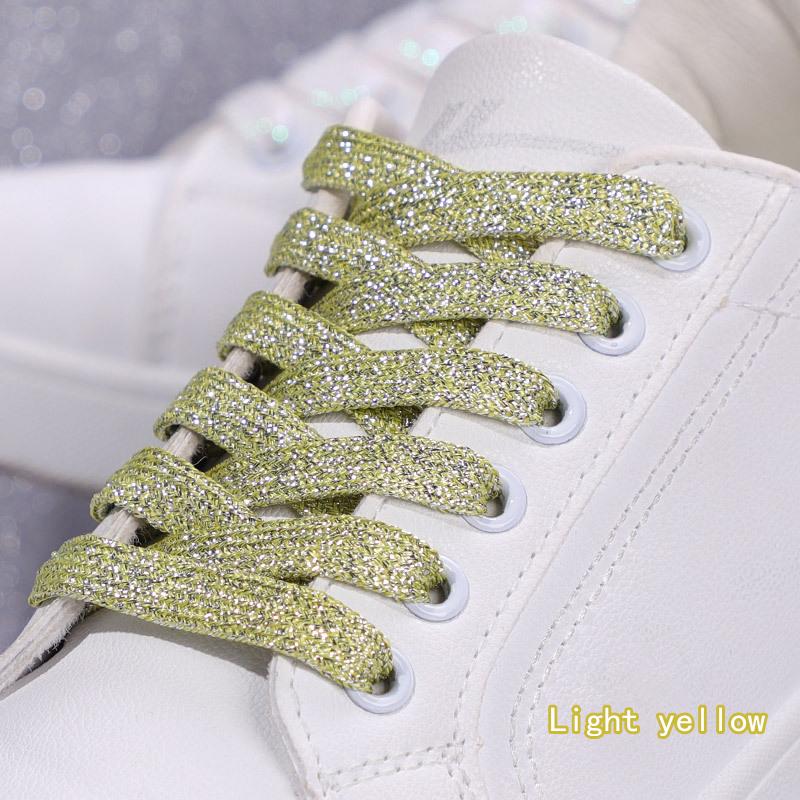 Colorful Sparkling Flat Shoelaces for Athletic Running Sneakers Shoes Boot Strings Glitter Shoe Laces 1CM Width Shoelace 1Pair
