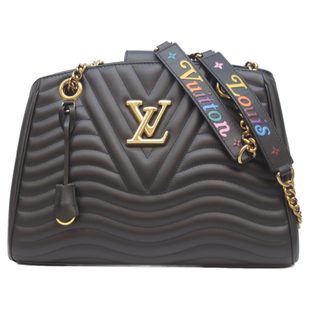 Louis Vuitton M51496 Черная телячья кожа Сумка-тоут с цепочкой 'Волна' Сумка-тоут черная б/у