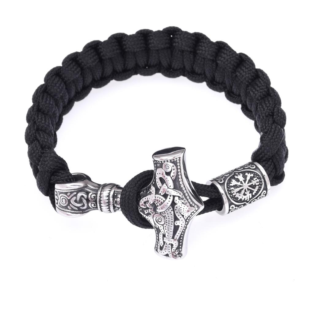 Viking Thor 'S Hammer Bracelet Outdoor Lifesaving Paracord Braided Bracelet Men 'S Bracelet