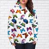 Женская мода Синяя любовь Бабочка Принт Свободные толстовки Топы Блузка Толстовка Повседневный длинный рукав Пуловер Топы