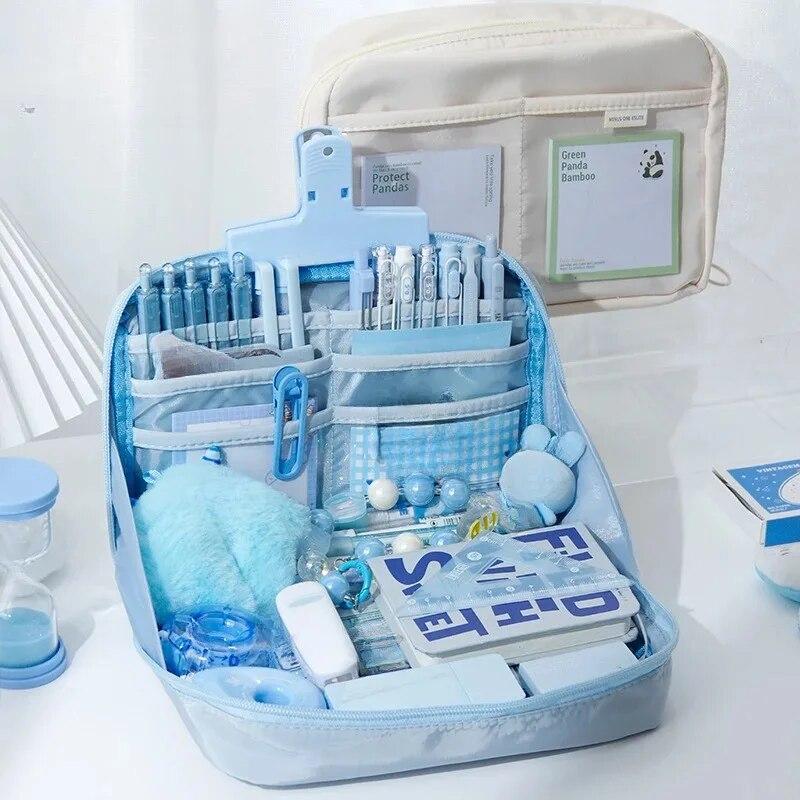 12-слойная грязеотталкивающая сумка-карандаш большой емкости с пандой, эстетическая школьная коробка, чехол для канцелярских принадлежностей, пенал на молнии, школьные принадлежности