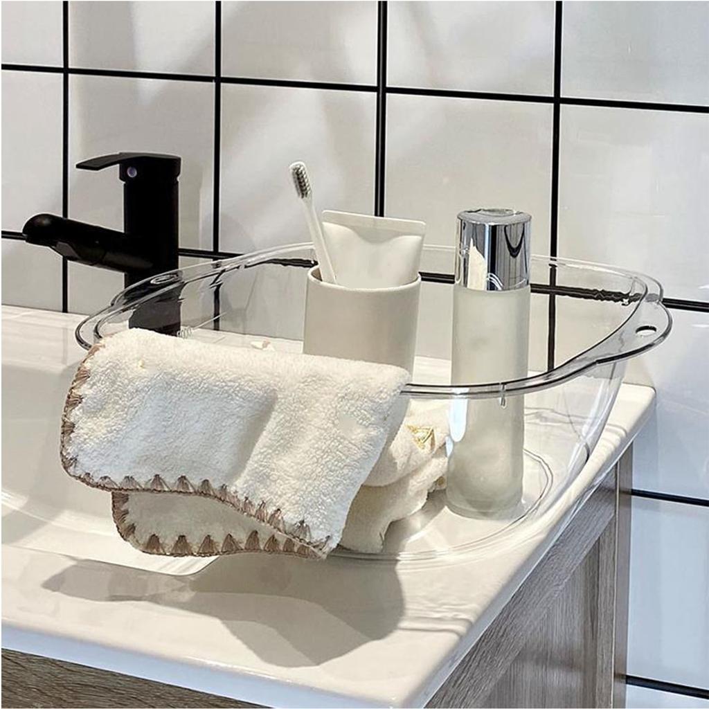 Wash Basin Stylish Transparent Sturdy PET Multipurpose Face Washing Basin for Home M