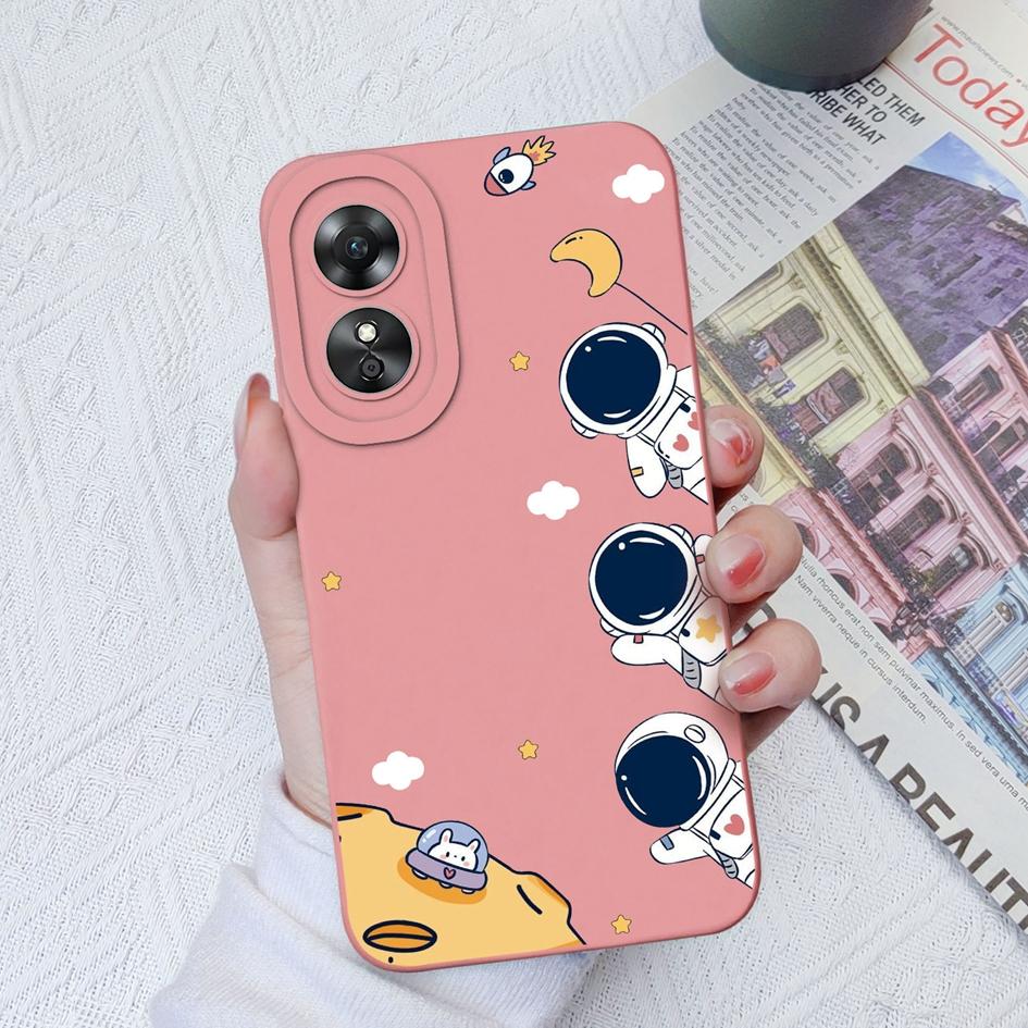 Чехол для телефона для OPPO A1 Pro 5G A9 A11 A15 A15S A17 A17K A33 A52, милый защитный чехол для камеры астронавта, жидкий силиконовый мягкий чехол для OPPO A58 Fundas Coque