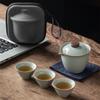 1 Set Of 4 Pcs Ceramic Travel Tea Set Include One Pot And Three Cups Outdoor Camping Portable Tea Set For Home Restaurant Hotel Office Tea Accessories