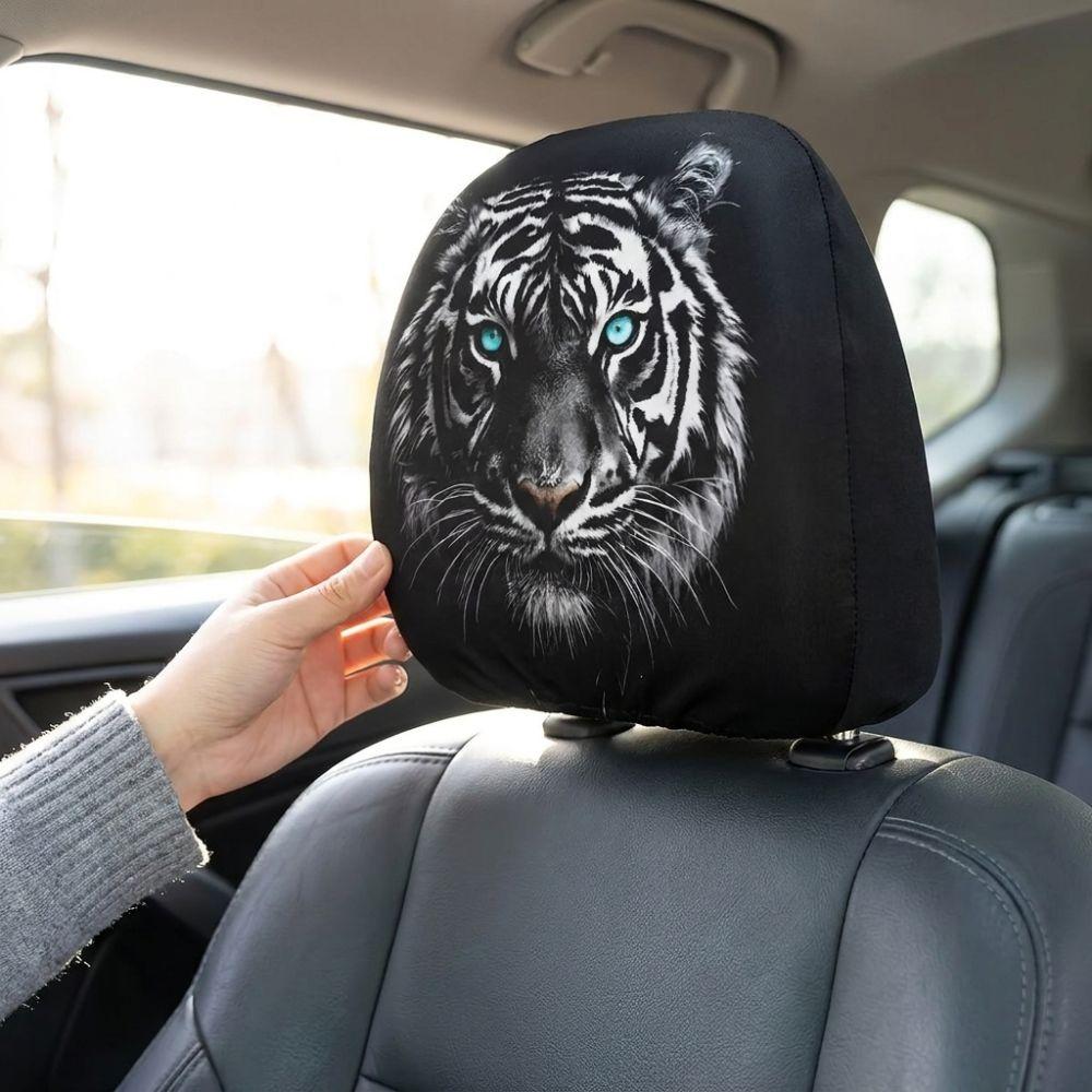 2Pcs Funny Car Seat Headrest Protectors Elastic Automobile Pillowcase Halloween