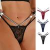 Women G-string Shiny Sequin Contrast Color Hollow Out See-through Adjustable Straps