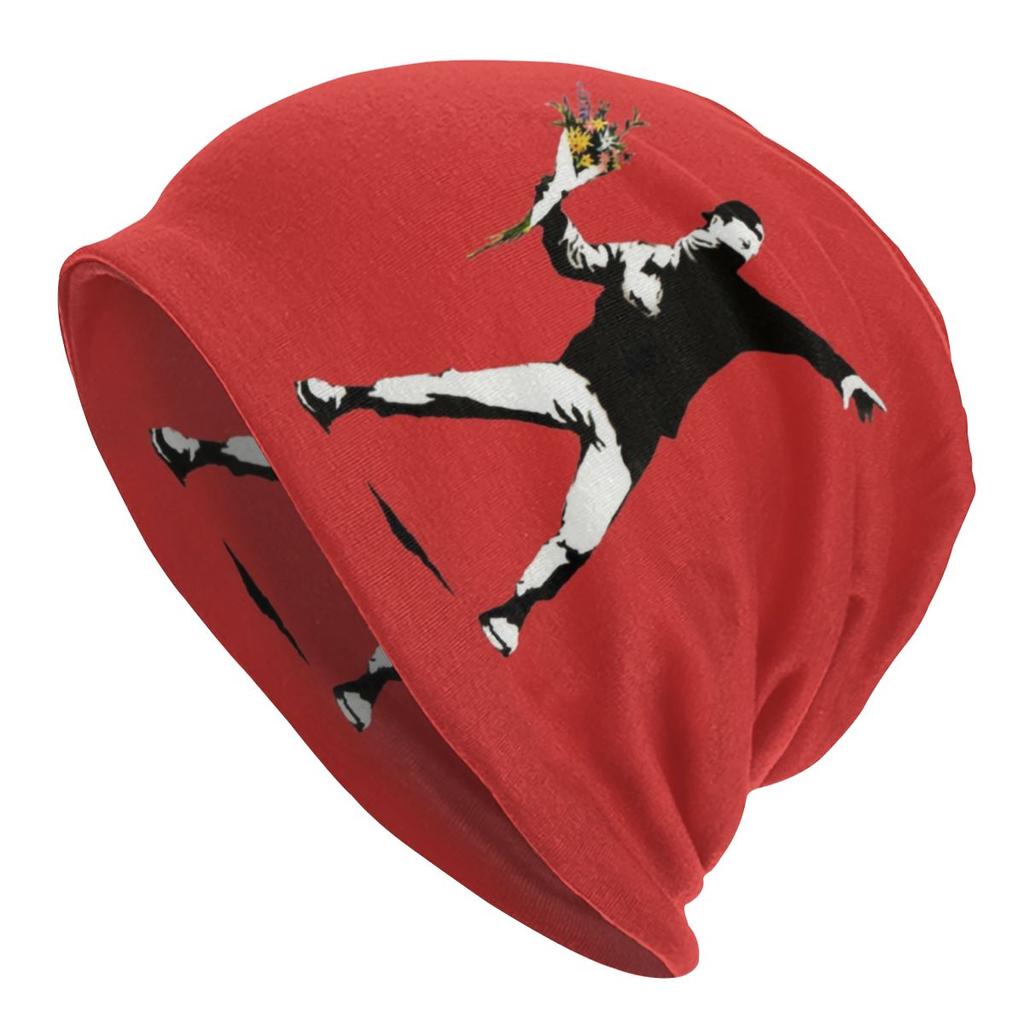 Banksy Art Graffiti Girl Heart Balloon Slouchy Beanie Unisex Women Hip Hop Winter Warm Skullies Beanies Hats Adult Knit Bonnet Cap