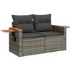 6 Piece Garden Sofa Set with Cushions Grey Poly Rattan & Acacia