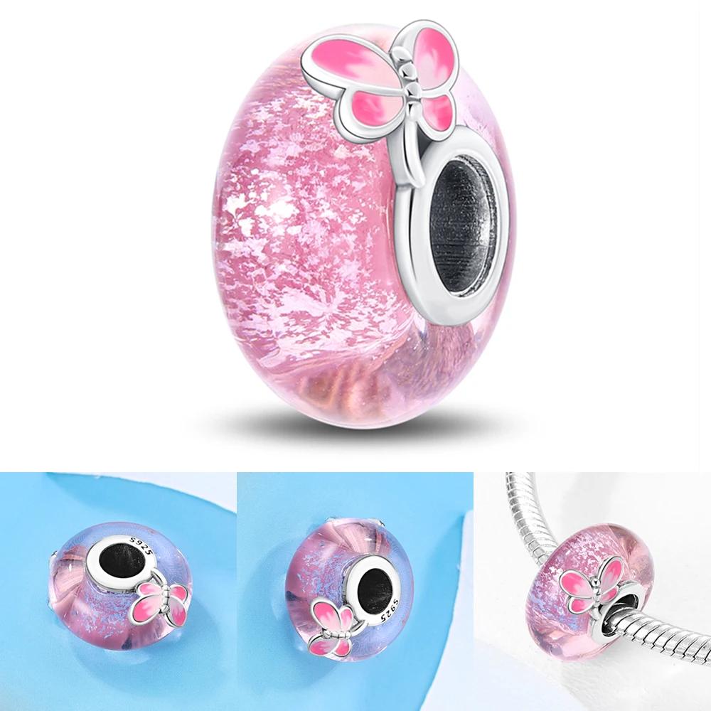 Новый Медный Красочный Цветок Муранское Стекло Шарм Подходит Оригинальный Браслет Ожерелье Сердце Муранское Стекло Сделай Сам Изысканные Ювелирные Изделия