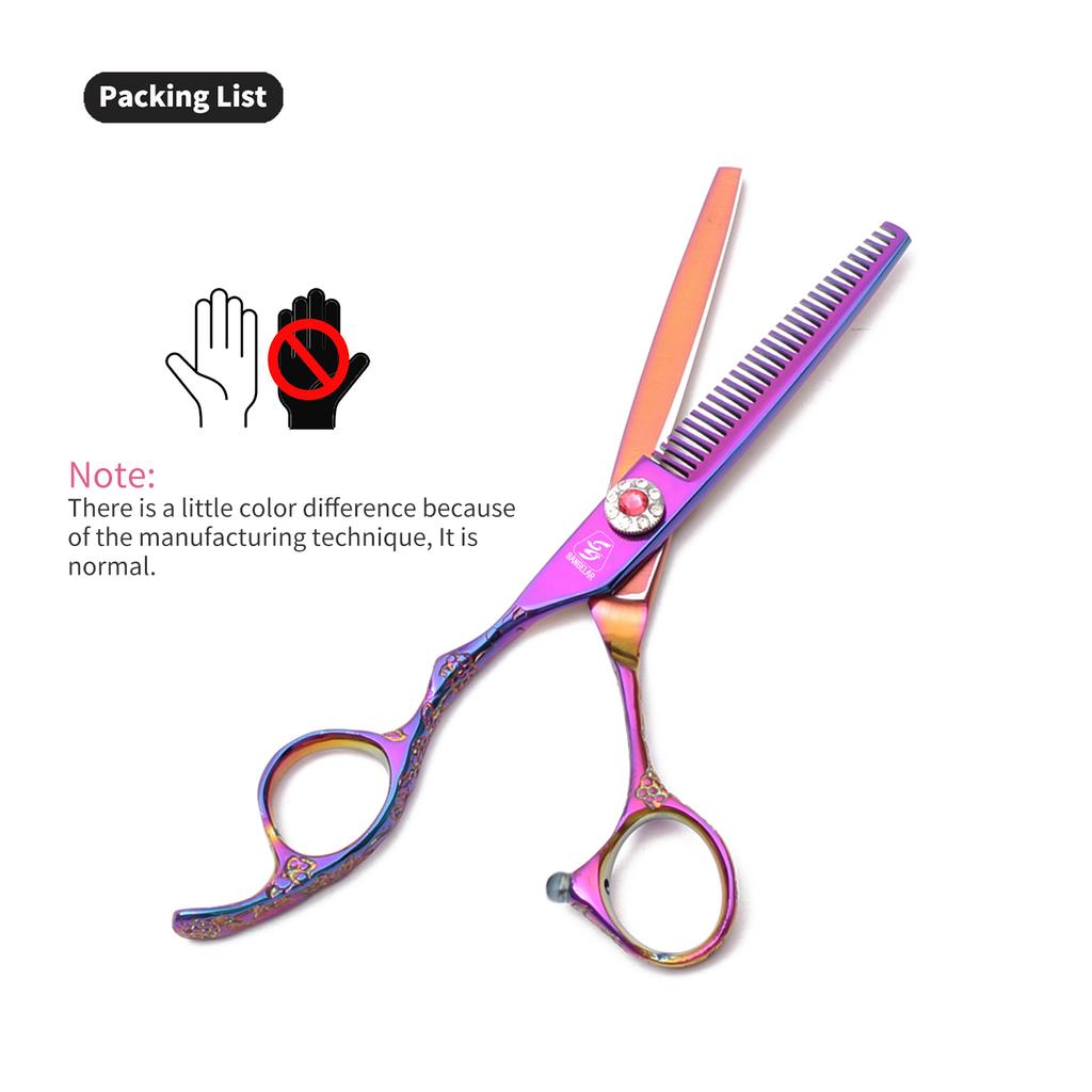 SANGELAR 6 Inch Left-handed Professional Hair Scissors, Magical for Girls' Hair Trimming,Dog Grooming Scissors Can Be Used As Pet Styling Tool