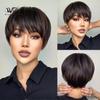 Women's Simulated Wig 20cm Hair Black Brown Wig Short Straight Wig Full Head Cover Rose Hair Net Headwear Beauty Decoration Wig