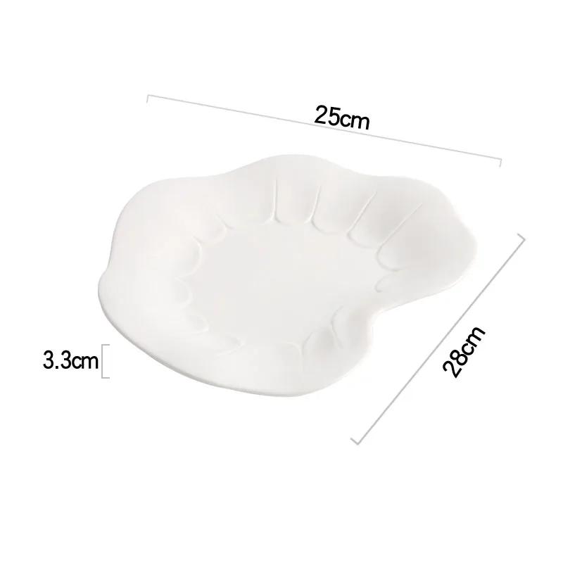 Керамическая обеденная тарелка в форме листа чистого белого лотоса, нестандартная десертная тарелка, суши-тарелка, специальная посуда для молекулярной кухни