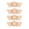 4Pcs Flower Carved Corner Onlay Applique Door Cabinet Vintage Style Furniture Decor(D)